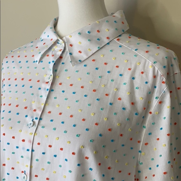 FOXCROPT NYC Plus Size Elbow Sleeve Dots Blouse 14 - Picture 3 of 11